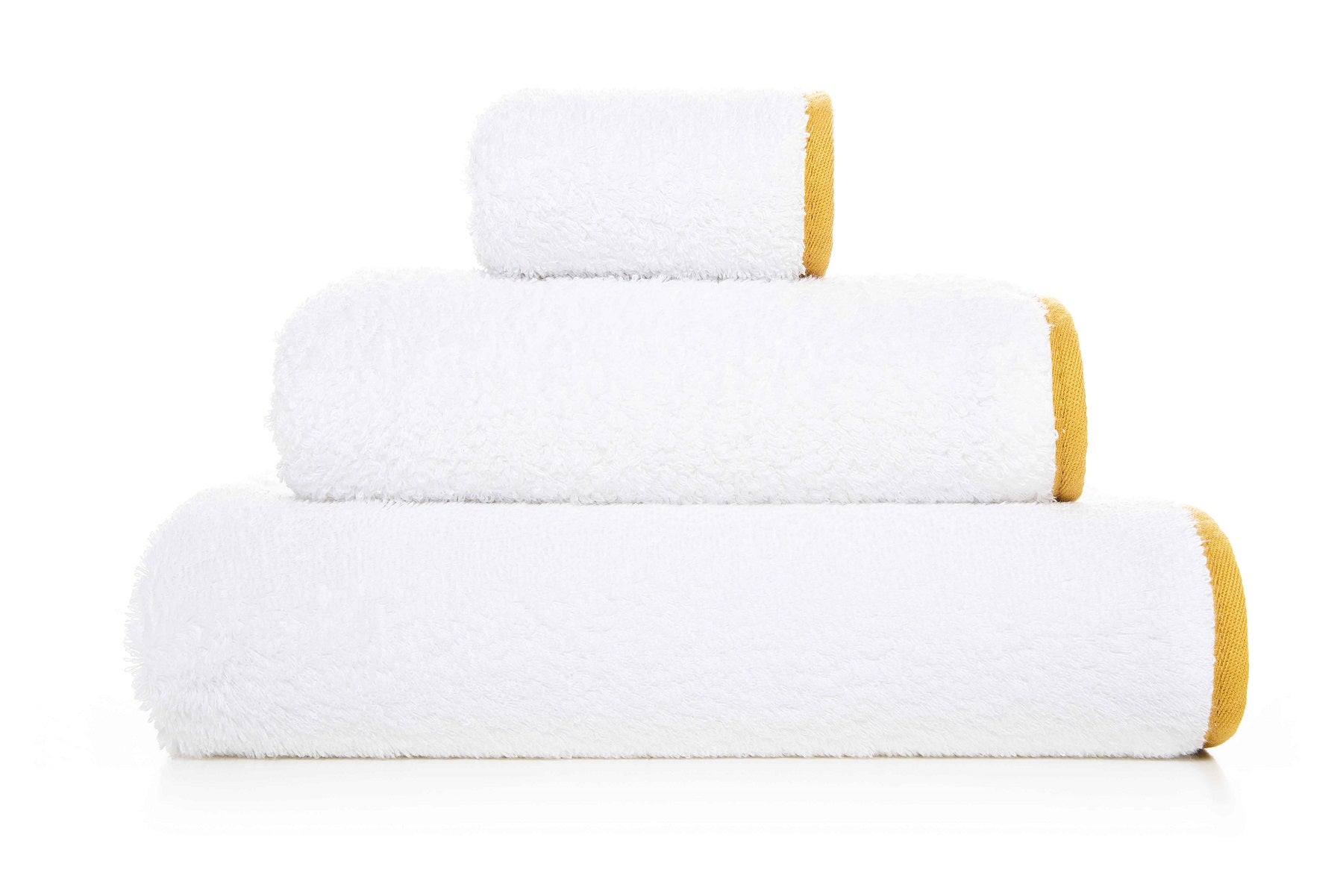 Portobello' Egyptian Cotton Bath Towels  - White Bath Towels with Gold edgie Border