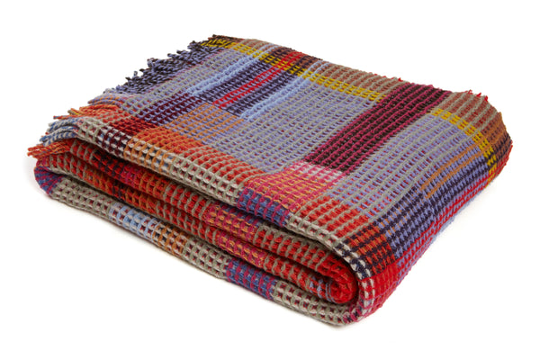 Dorothy' Rose/Red 100% Lambswool HoneyComb Throw