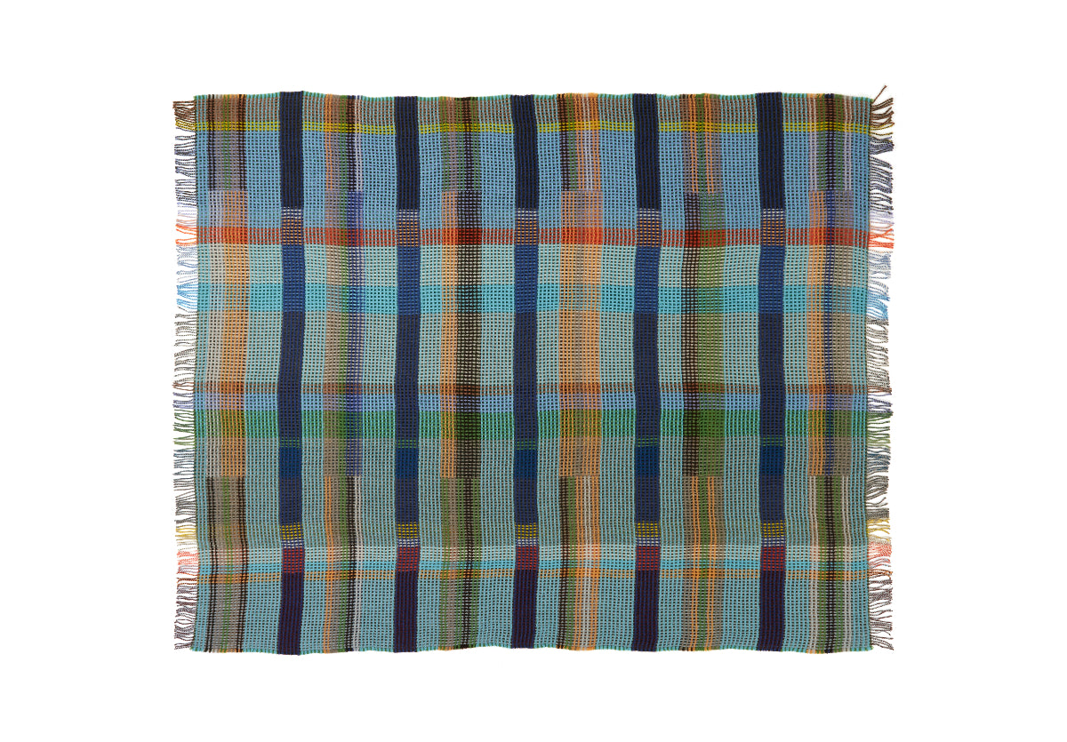 Manta de nido de abeja de lana de cordero merino 100 % turquesa/verde de Wilding