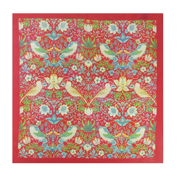 William Morris Silk/Cotton 'Strawberry Thief' Hand Rolled Ladies Handkerchief
