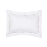 Classic Indian Cotton One Row Cord Oxford Pillowcase - White with taupe cording