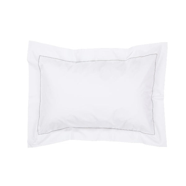 Classic Indian Cotton One Row Cord Oxford Pillowcase - White with silver cording