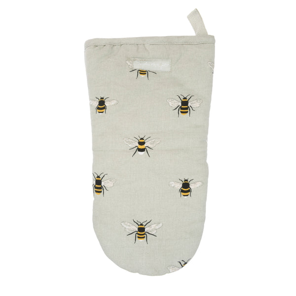 Sophie Allport Bees Cotton Oven Mitt- Bees on a beige background