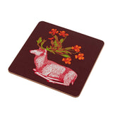 Animal Placemat and Coaster Collection Burgundy Stag Design