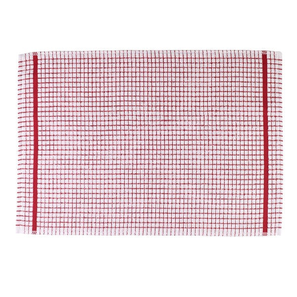 Terry Checked Tea Towel - Red check