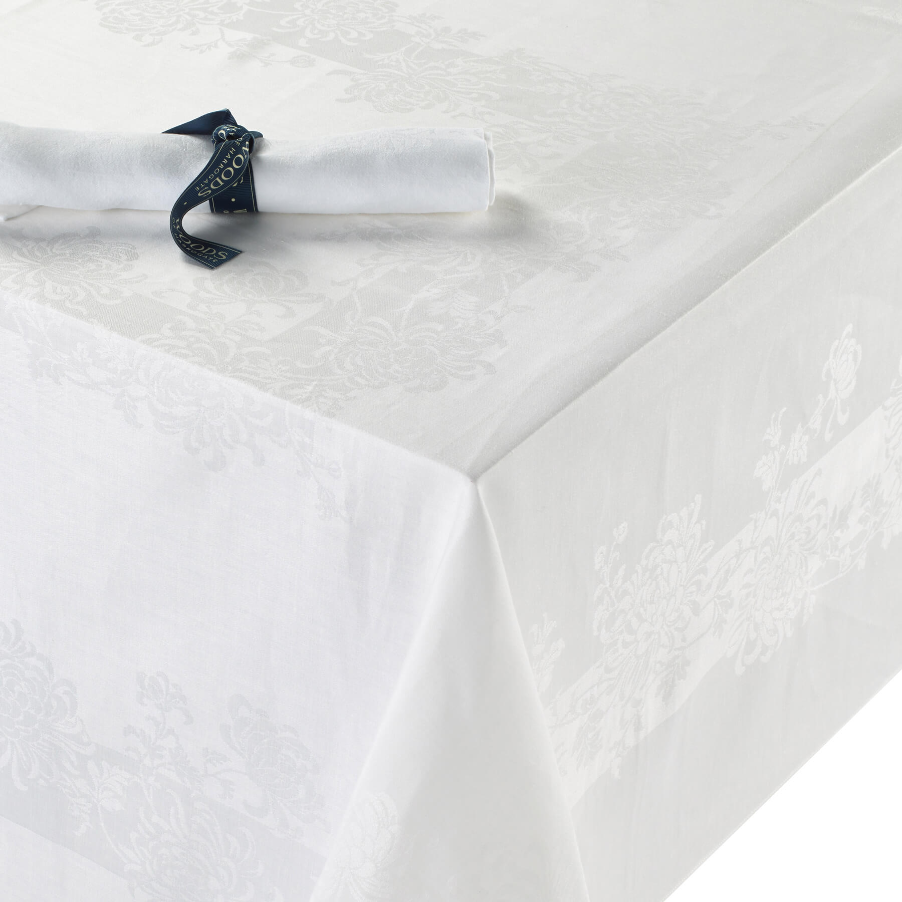 Irish Linen Single Damask Chrysanthemum Table Linen Collection Woods