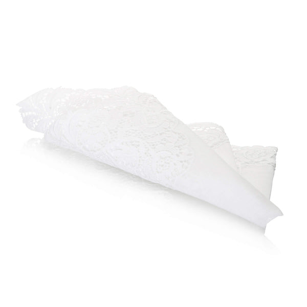 Bridal and Special Occasion Lace Swiss Cotton White Ladies Handkerchief folded