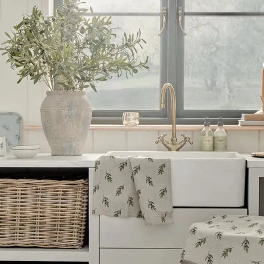 Sophie Allport 'Olive Branches' Linen Tea Towel