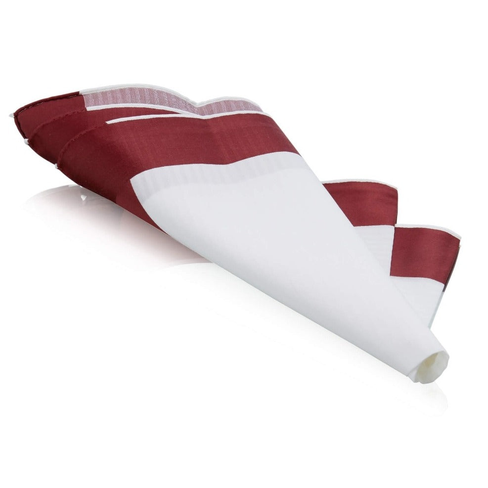 Wide Sateen Border Swiss Cotton Mens Handkerchief