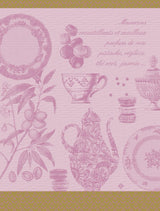 Macarons Cotton Tea Towel - Pink (Rose)  Colour depicting  the wonders of the French Patisserie