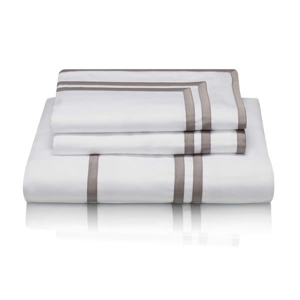 Woods Trieste Egyptian Cotton Bed Linen Collection White/Silver Grey