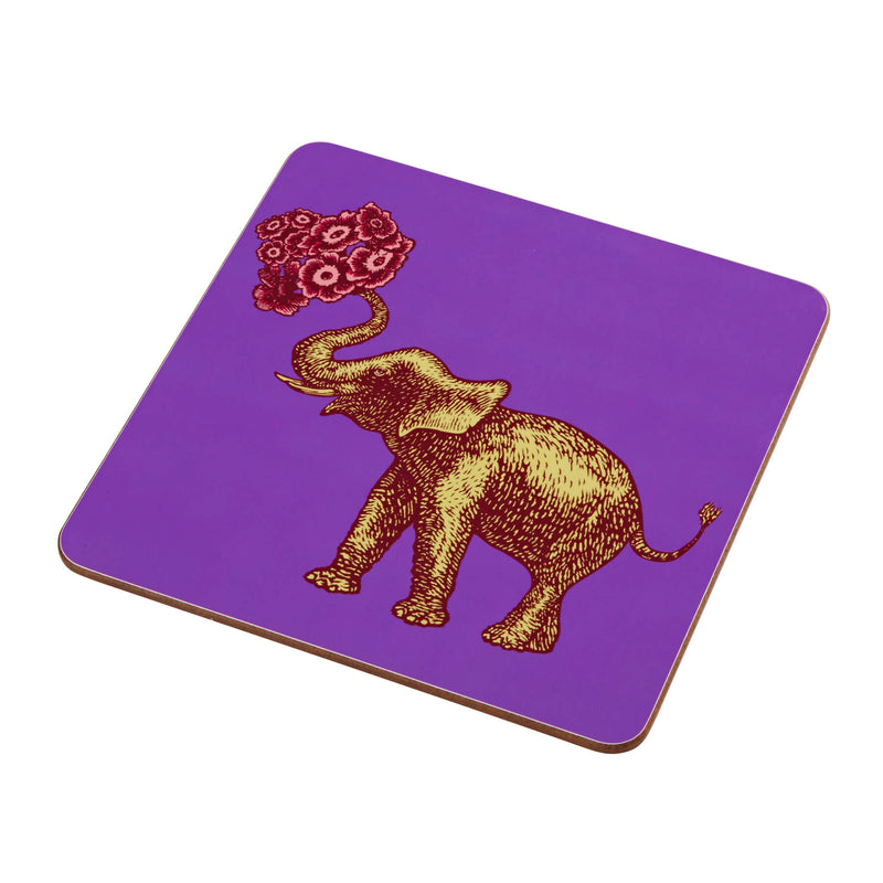 Animal Placemat and Coaster Collection Purple Elephant Design