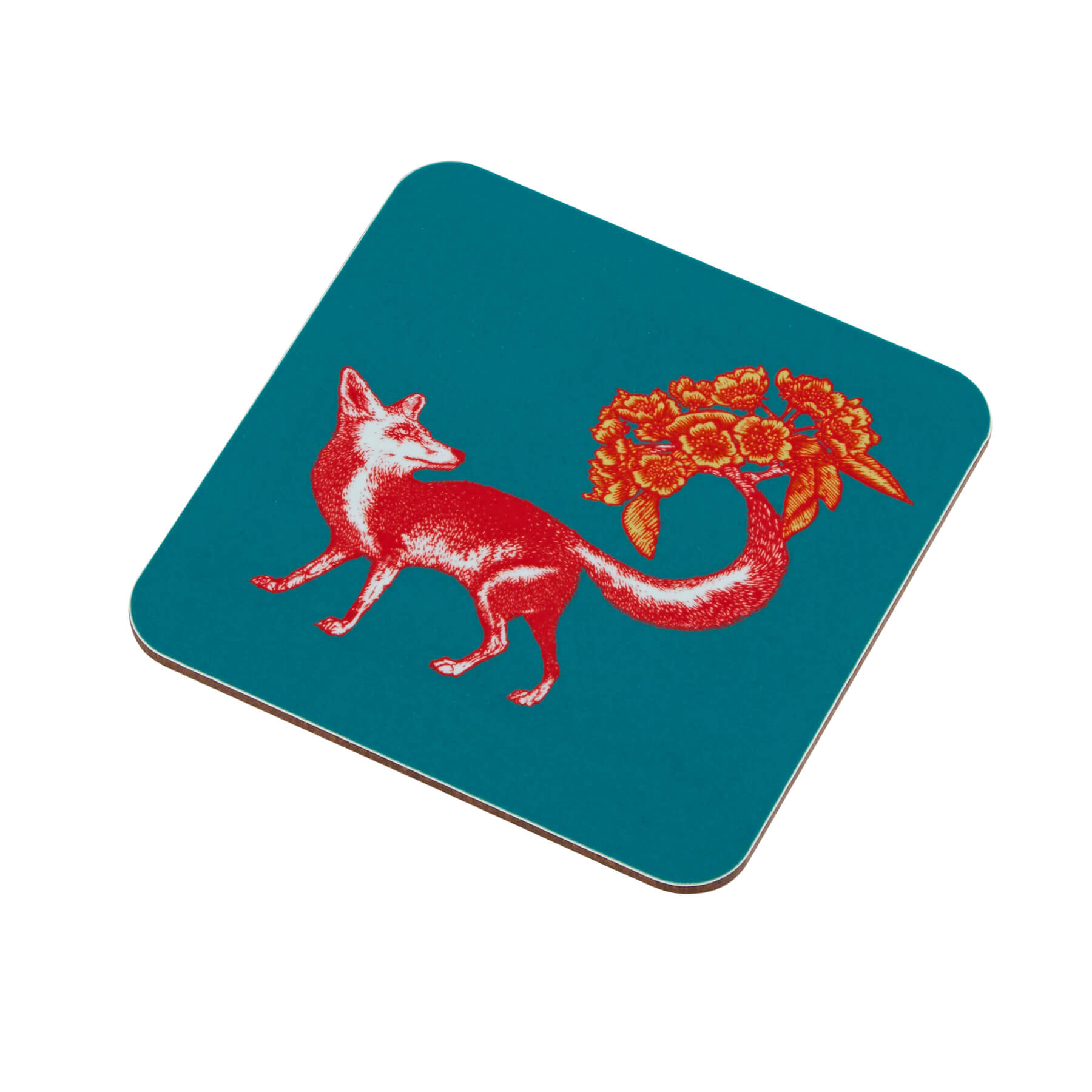 Animal Placemat and Coaster Collection Turquoise Fox Design